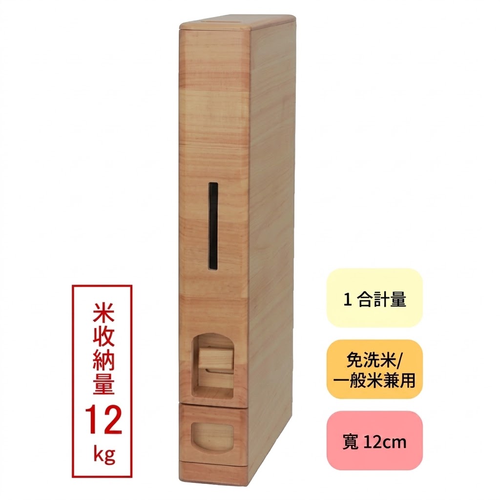 🔥🔥【日本製《JAPAN-SAMICK》超纖薄天然桐木附輪定量米箱】