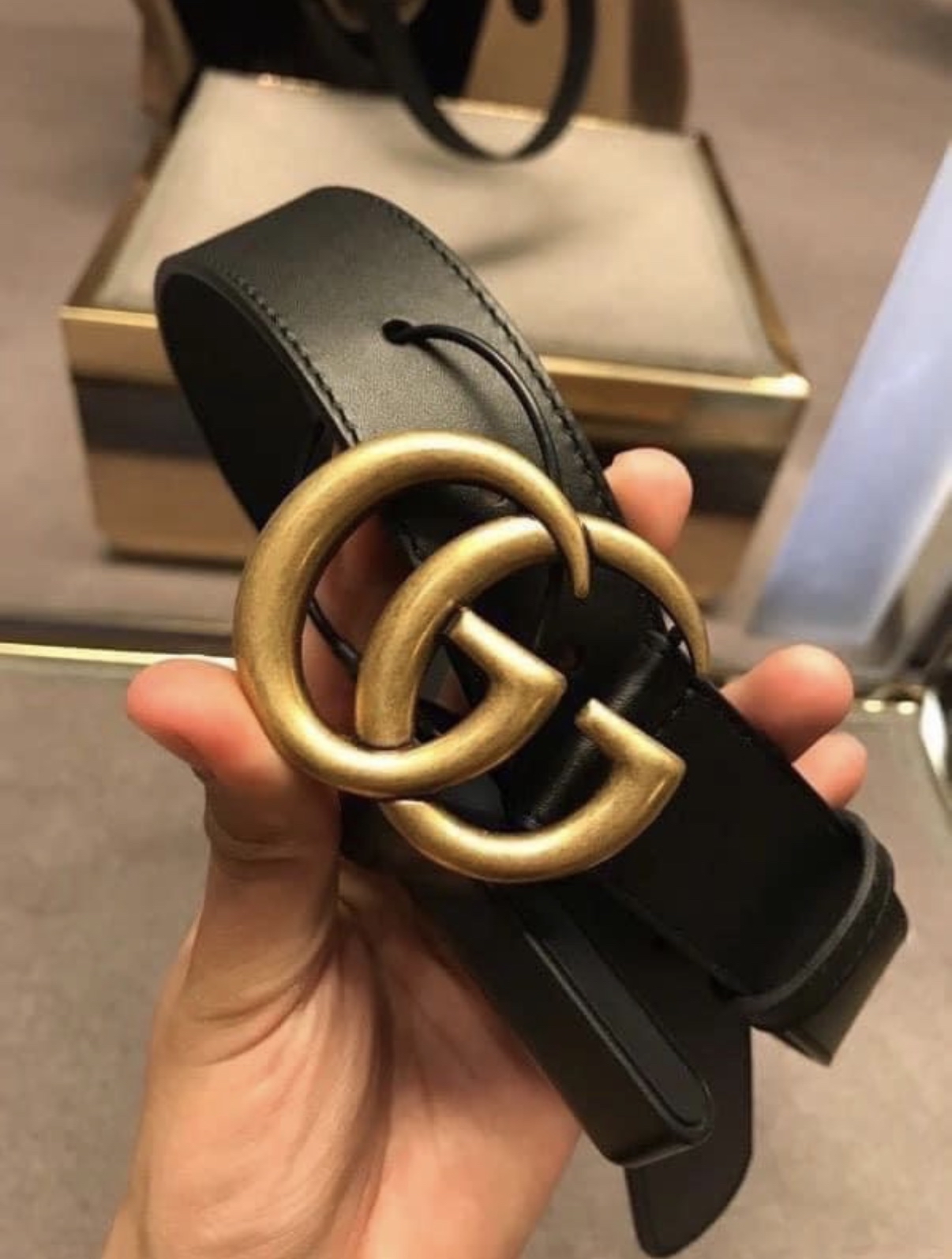 Gucci 經典黑金皮帶 75cm