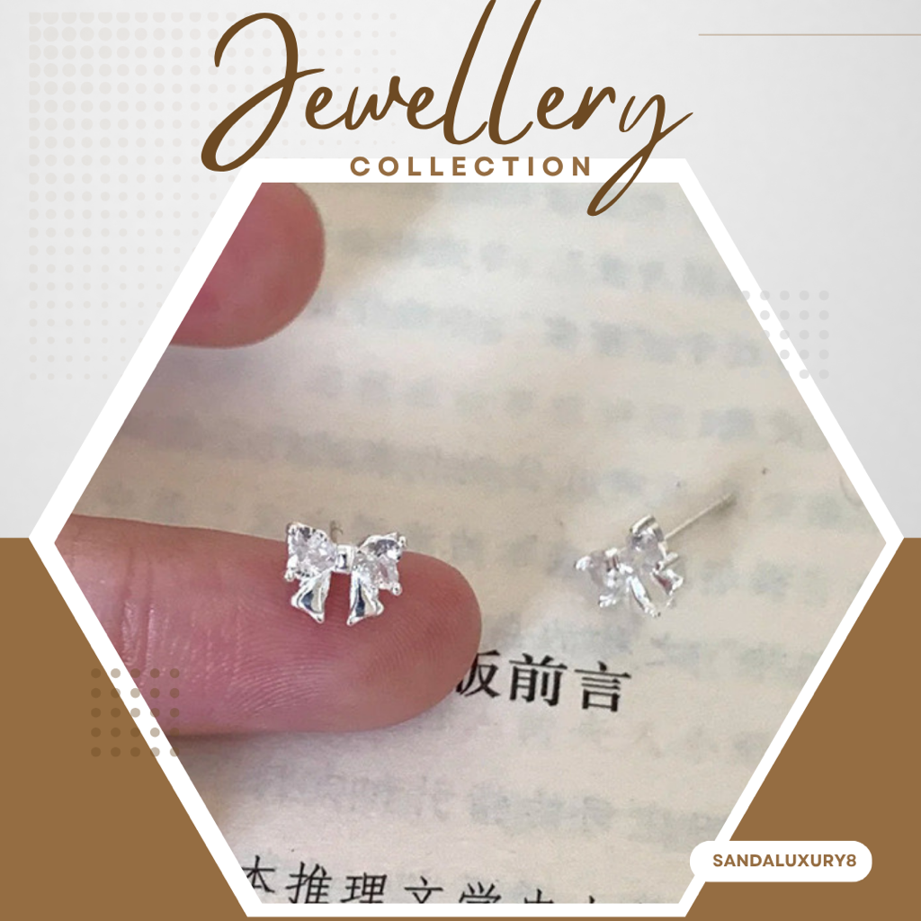 Crystal Bow Stud Earrings 