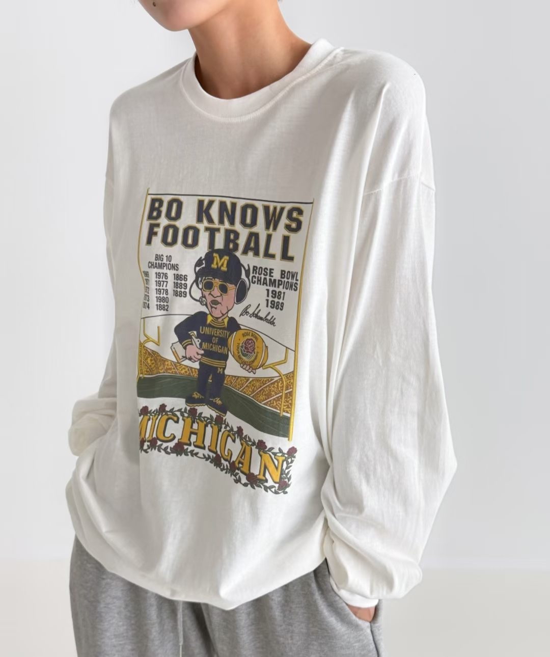 221610 “Bo Knows Michigan Long Sleeve” tee