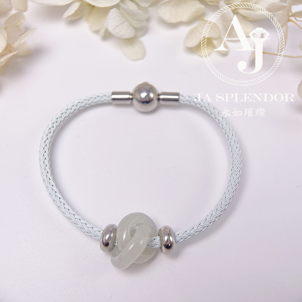 JN-2666 天然翡翠A玉 【愛永恆】環環相扣不鋼防水、防敏手鐲