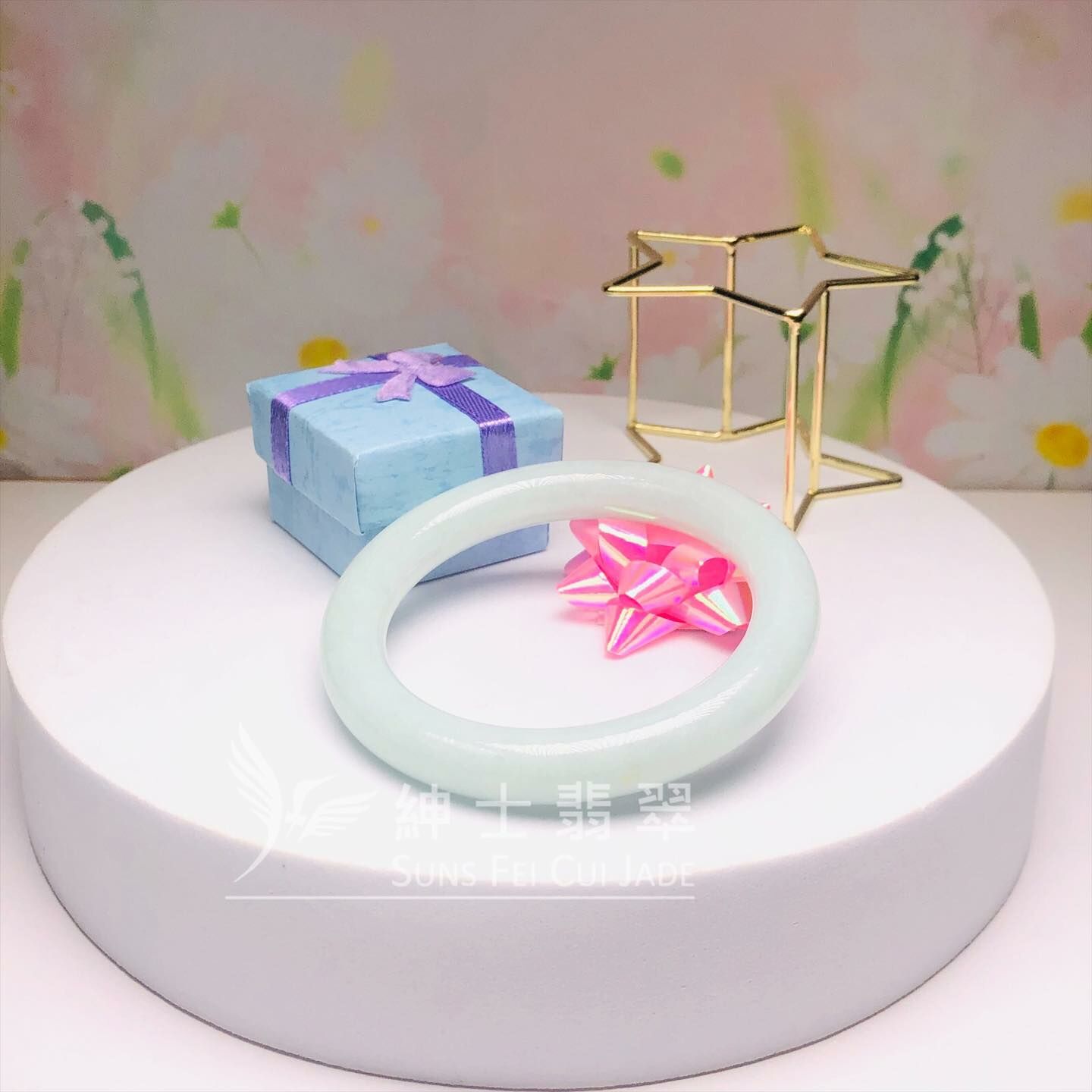 擺三橋蘋果綠圓鐲56mm