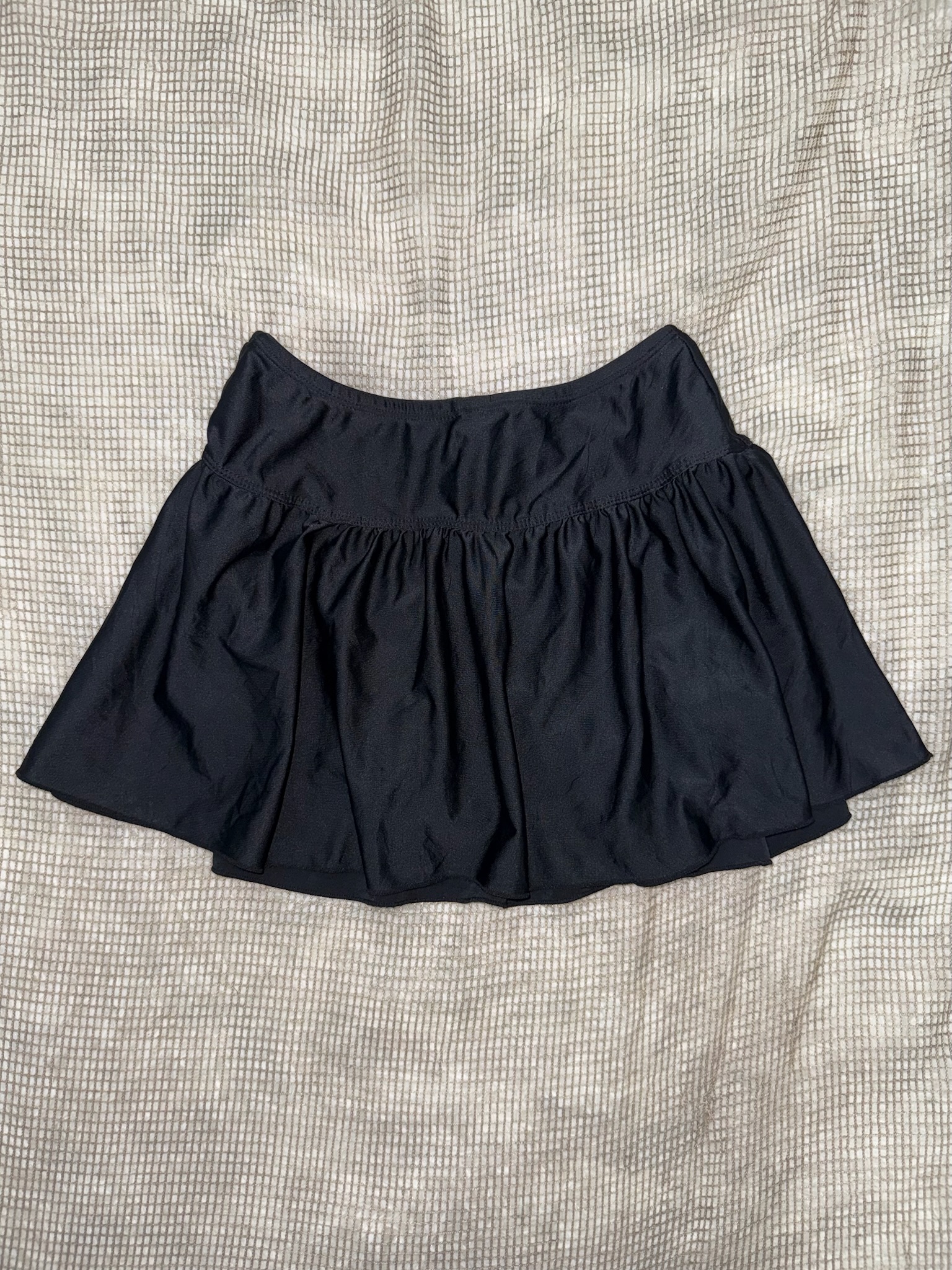 Black Gathered Mini Skirt
