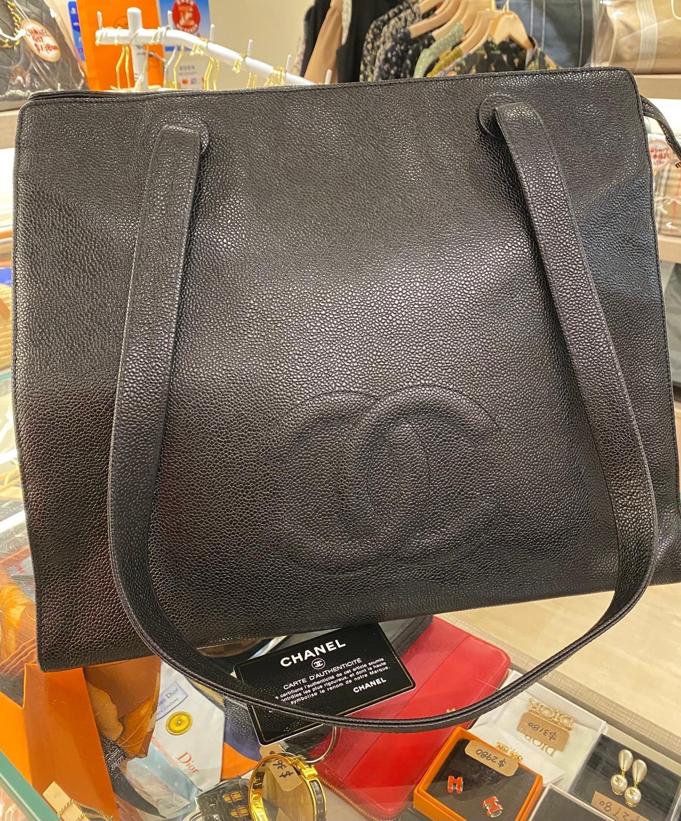 Chanel Black Caviar Leather Tote Bag