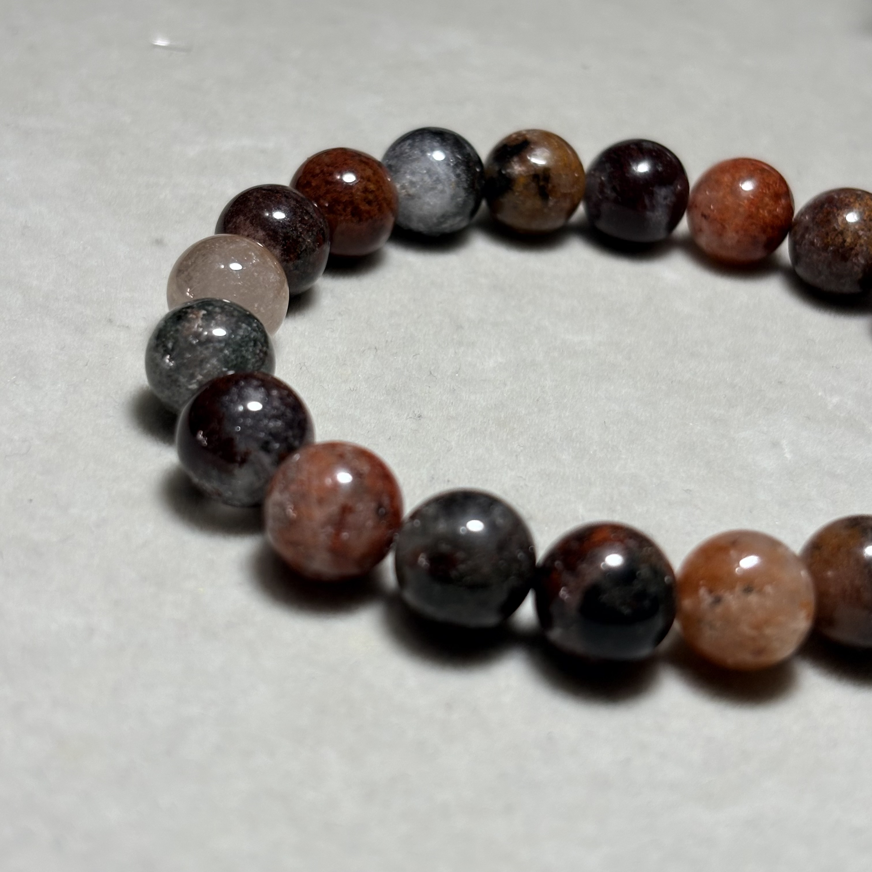 四季幽靈（彩幽靈）水晶手串 No.4580 Flower Phantom Quartz 丨10mm珠17cm手圍