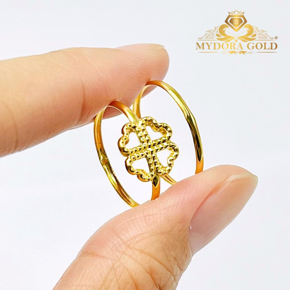 MYDORA Cincin Stamping Lucky Leaf l EMAS 916/22K