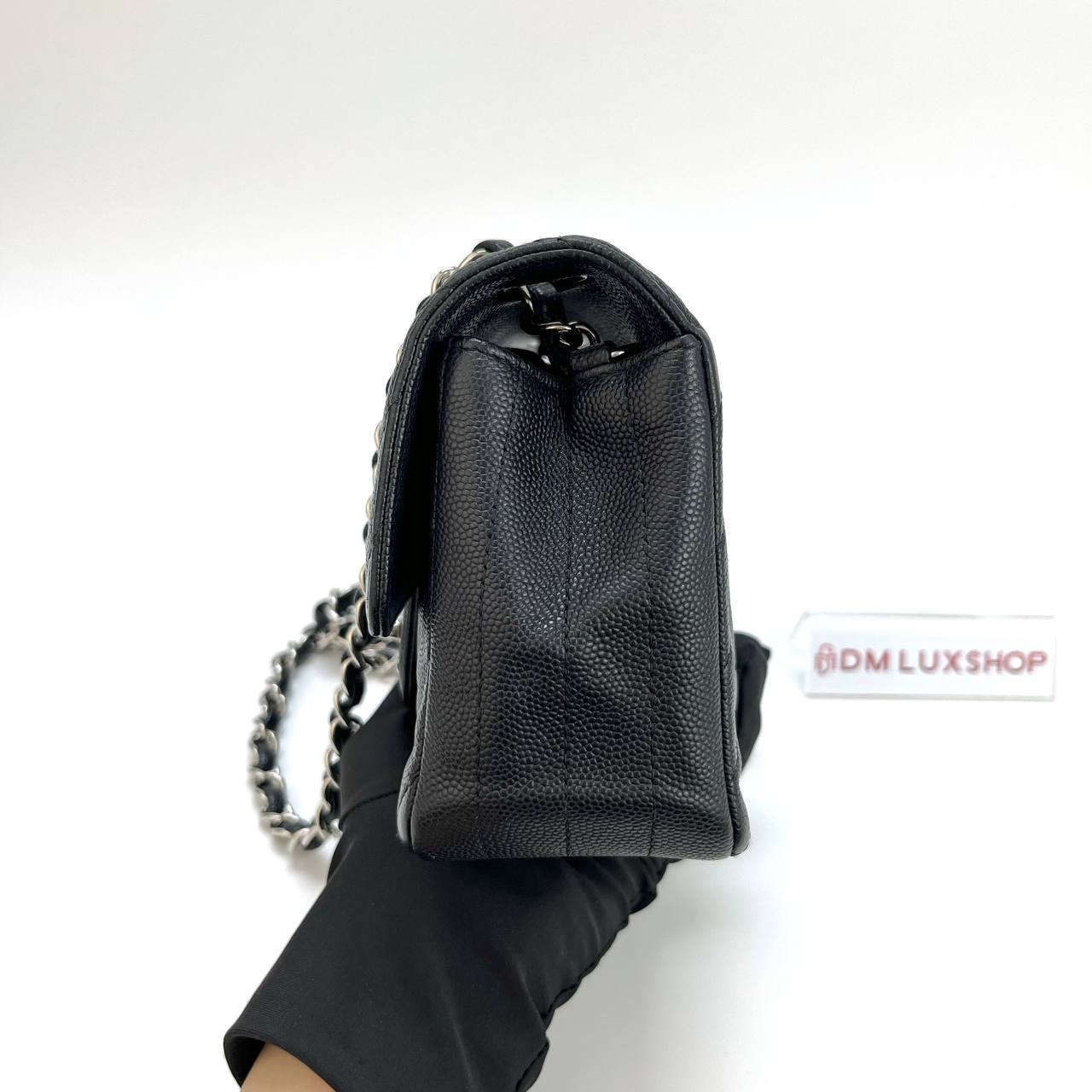 Chanel Black Caviar Chevron Mini Rectangular CF SHW (Serial 25, Y: 2018)