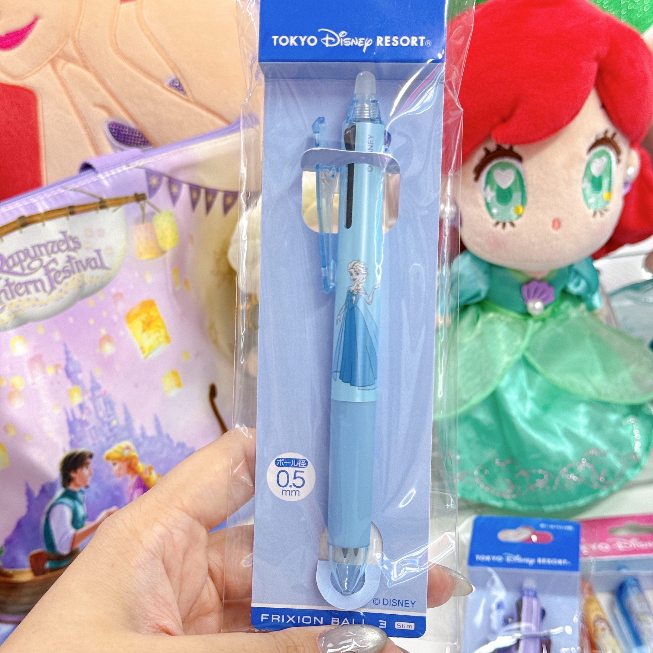 日本直送東京迪士尼frozen公主三色擦擦筆
