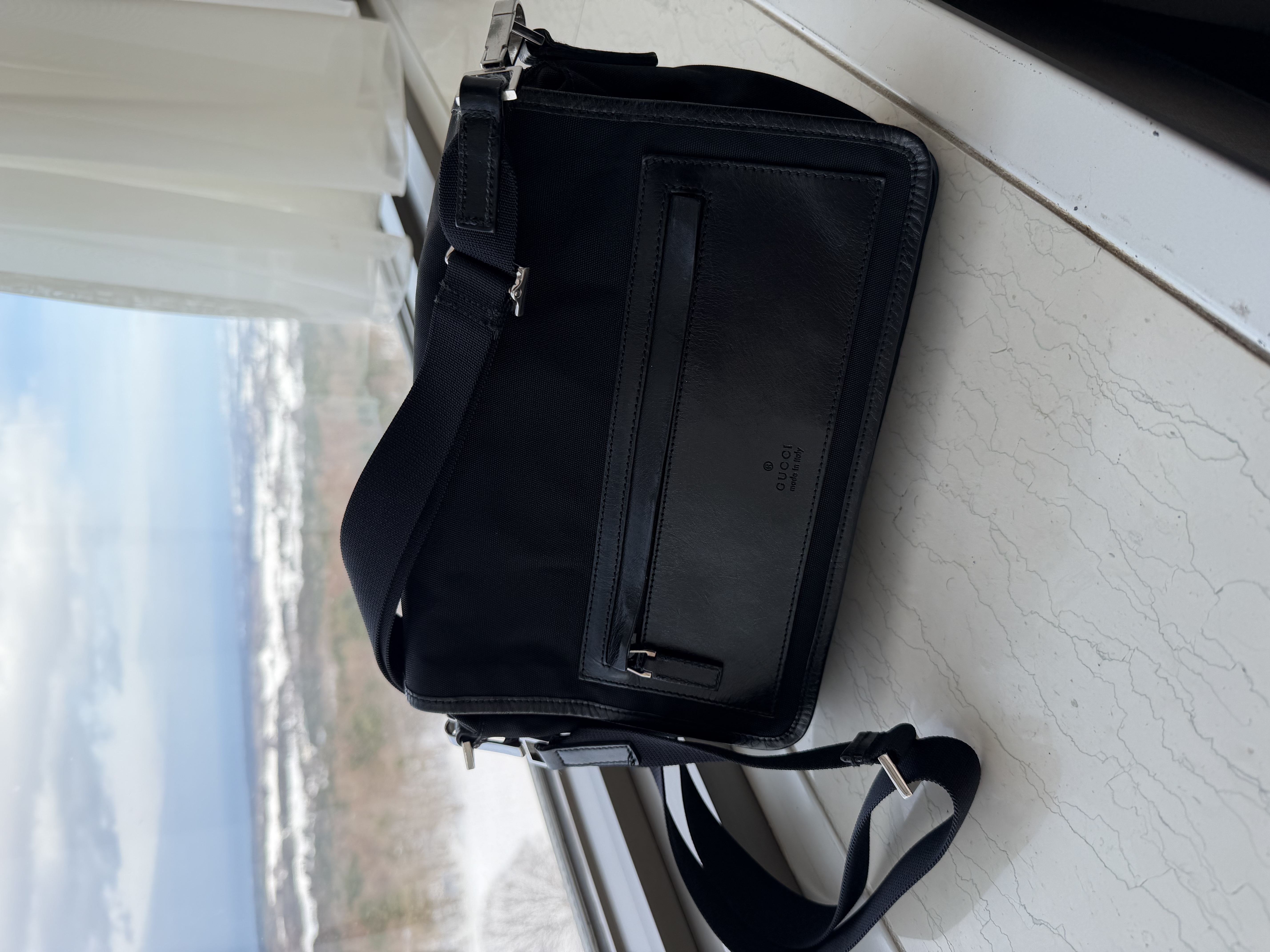 Gucci black黑色 nylon /leather crossbody bag 