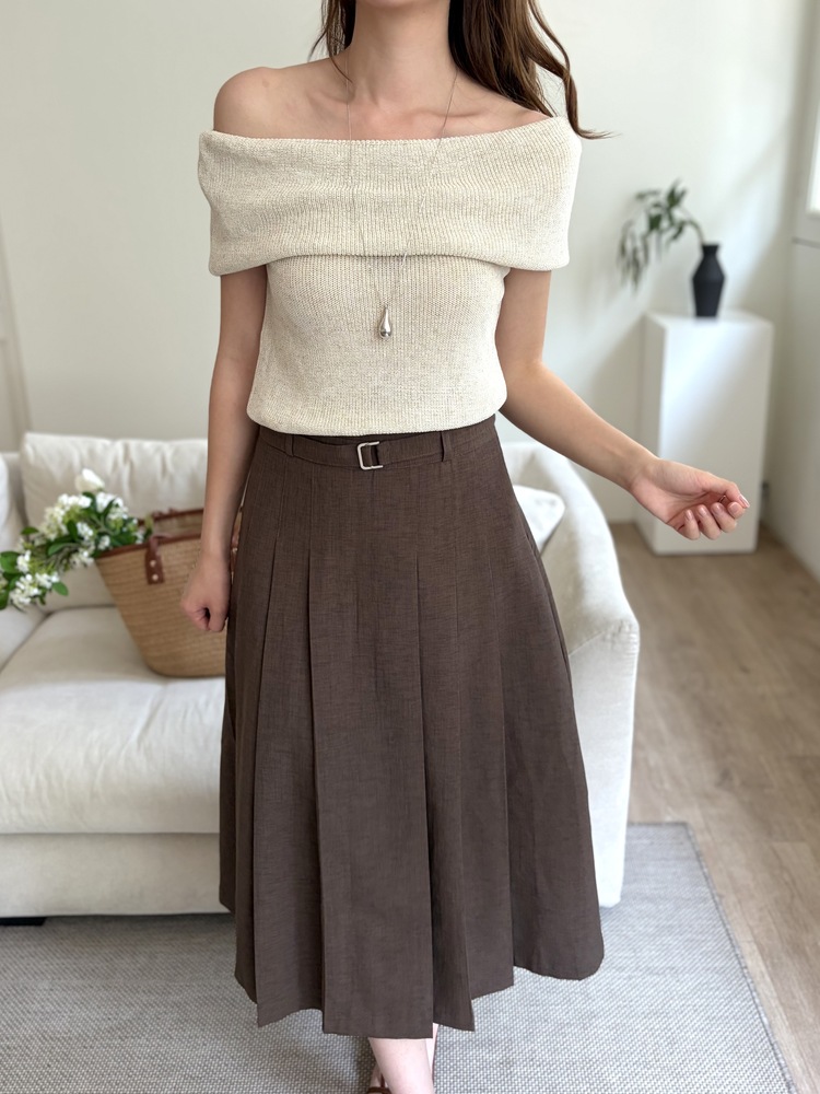 Linen Off Shoulder Top (Oat)