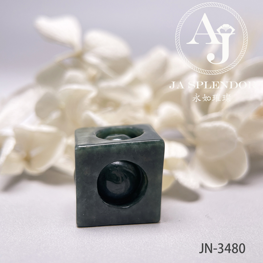 JN-3471/72/73/78/80 天然翡翠A玉 油青墨綠骰子招財進寶吊墜