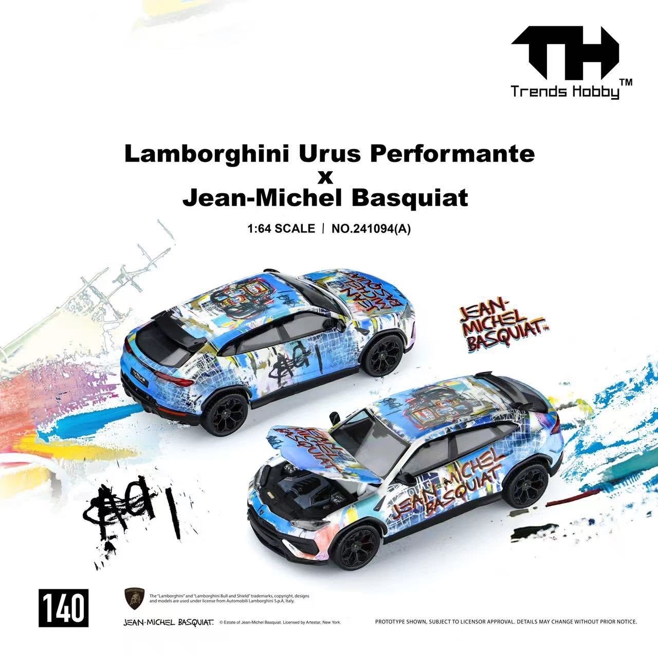 (預訂 Pre Order) Trends Hobby (241094(A)) 1/64 Lamborghini Urus Performante x Jean-Michel Basquiat White Livery (只有掛卡包裝） （Only Blister Card Package)