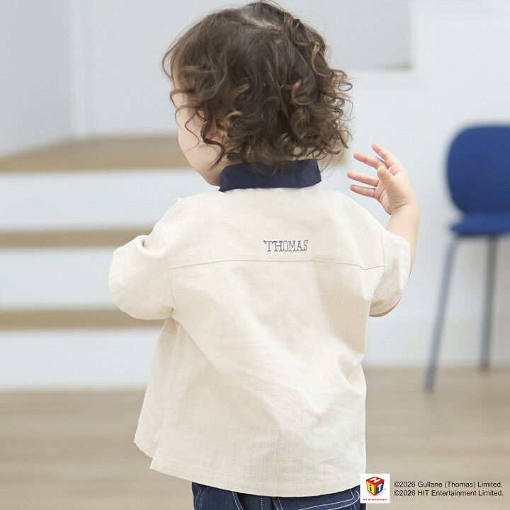 🇯🇵預訂 日本直送🇯🇵Petit Main x Thomas湯瑪士小火車系列兩色刺繡貼花梭織布短袖恤衫