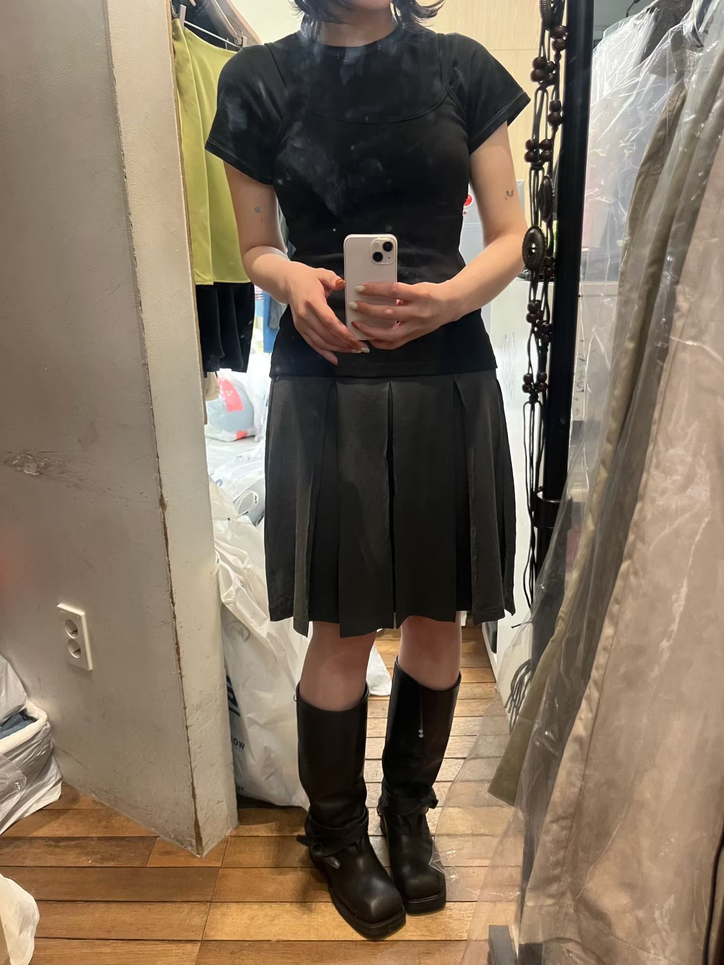 Washed cotton skirt