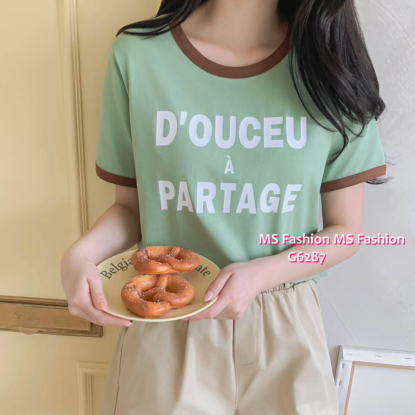 G6287 韓國🇰🇷靚色字母tee