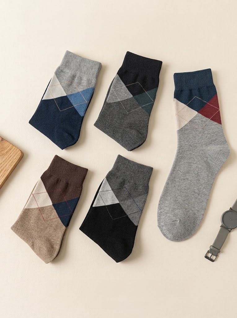 Korean Heritage Argyle Men's Mid Crew socks