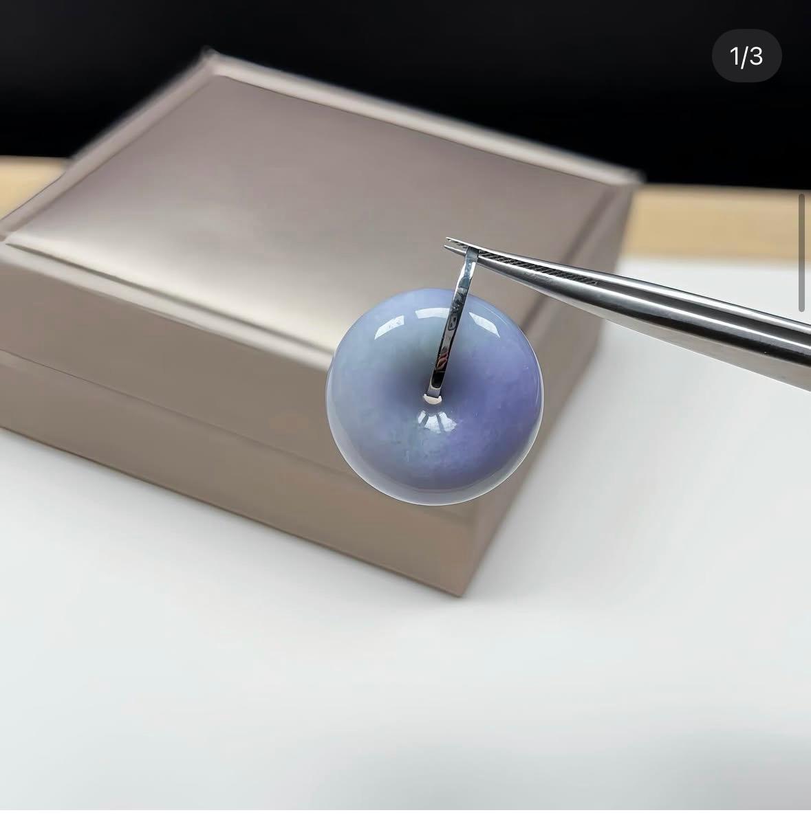 18K 白金濃色春彩肥嘟嘟平安扣