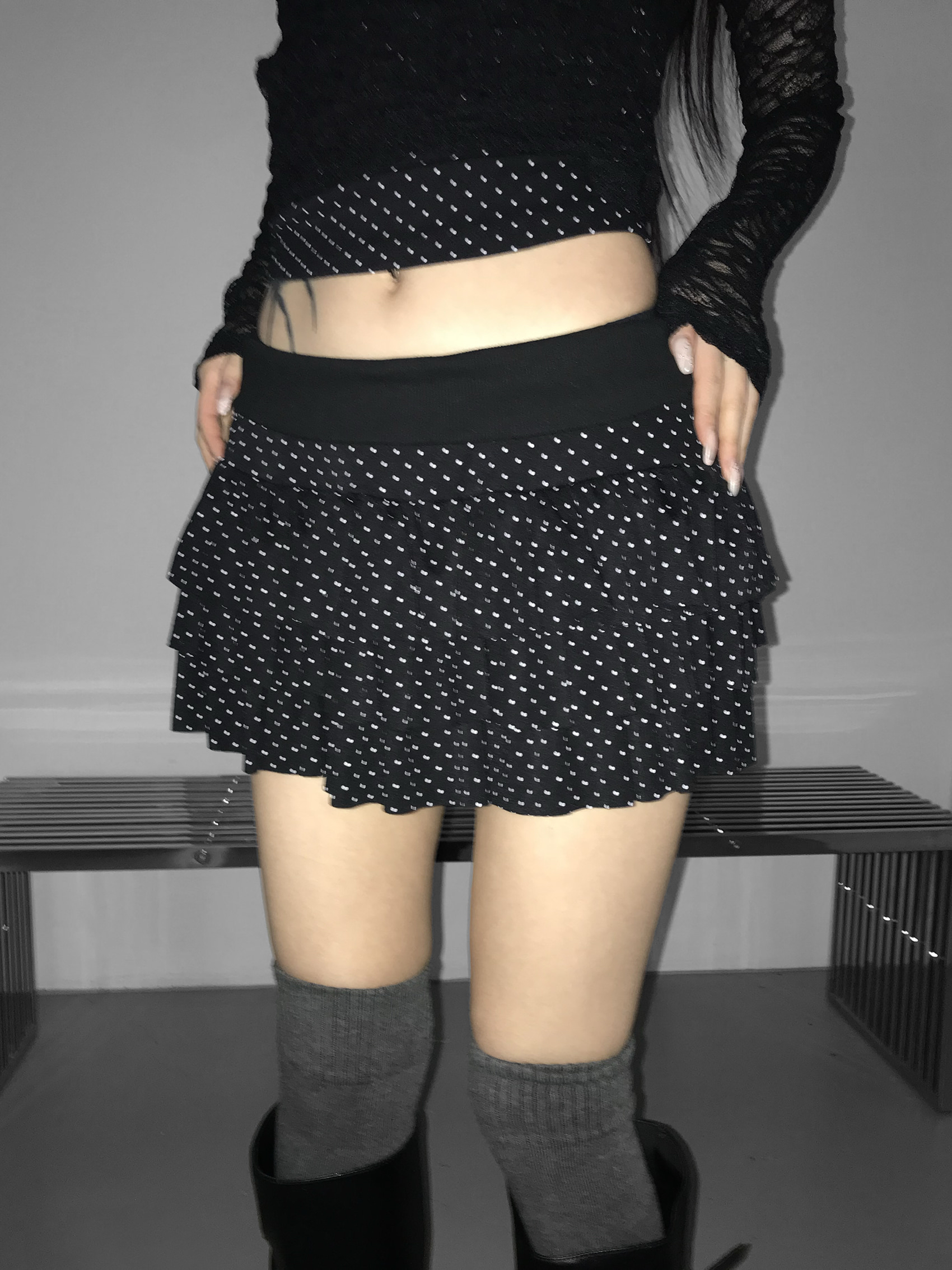 Ruffle Polka Dot Mini Skirt