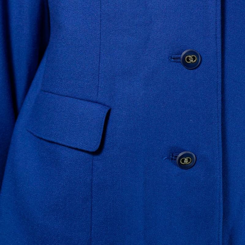 Vintage Japanese Blazer Royal Blue V-Neck Stand Collar Blazer(MT1609-7)