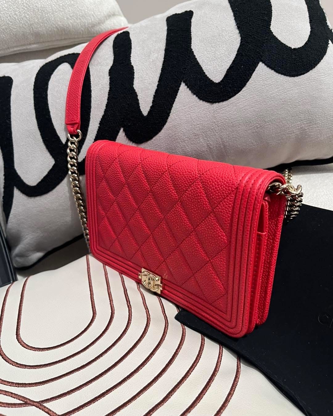 未使用品 Chanel wallet on chain 荔枝牛皮金鏈 100%Authentic ,unused 未使用品  ✅ 28貼 ✅dust bag✅box