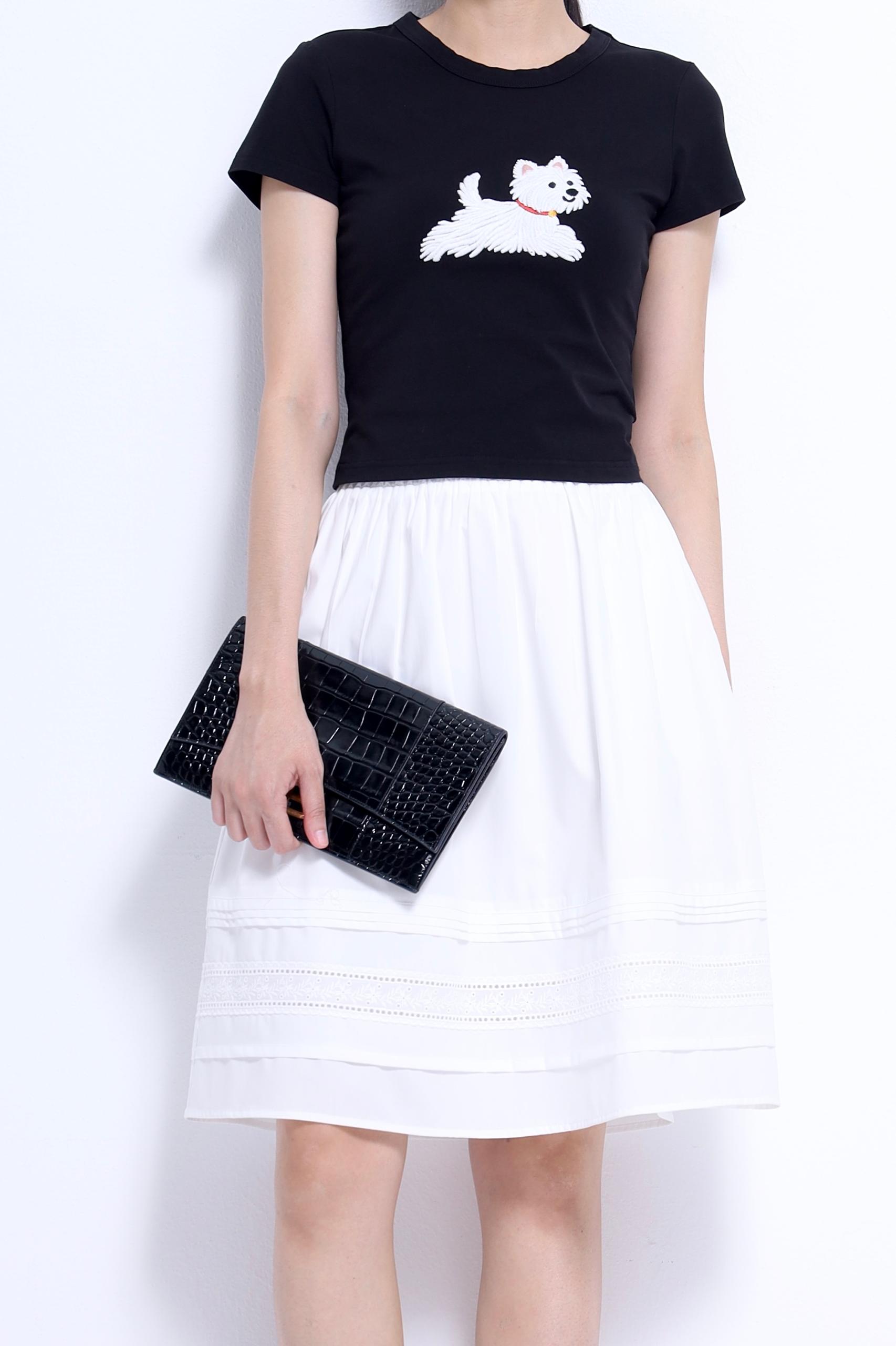 CB2782 EMBD DOGGY TEE TOP