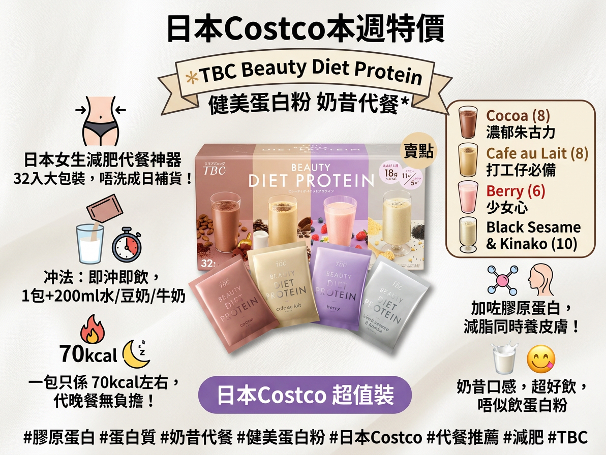 日本Costco本週特價 TBC Beauty Diet Protein 日本Costco 超值裝