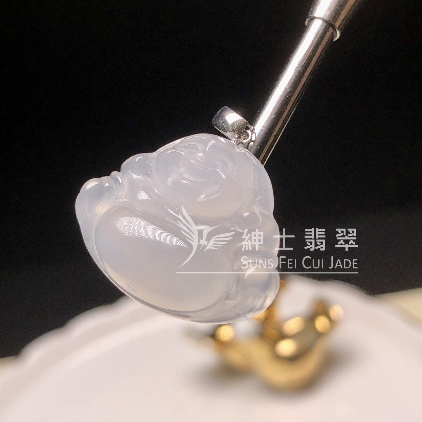 YK00063 冰種佛公連18K金扣頭