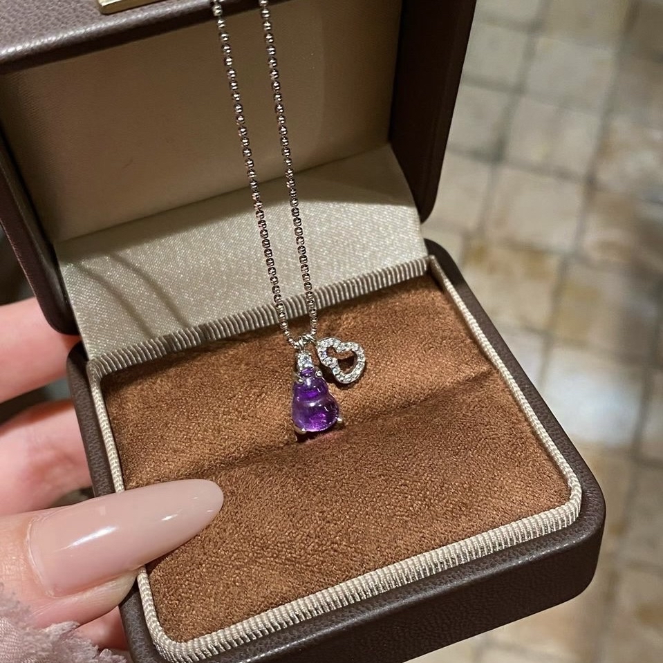 💜纯银镶紫水晶葫芦项链 