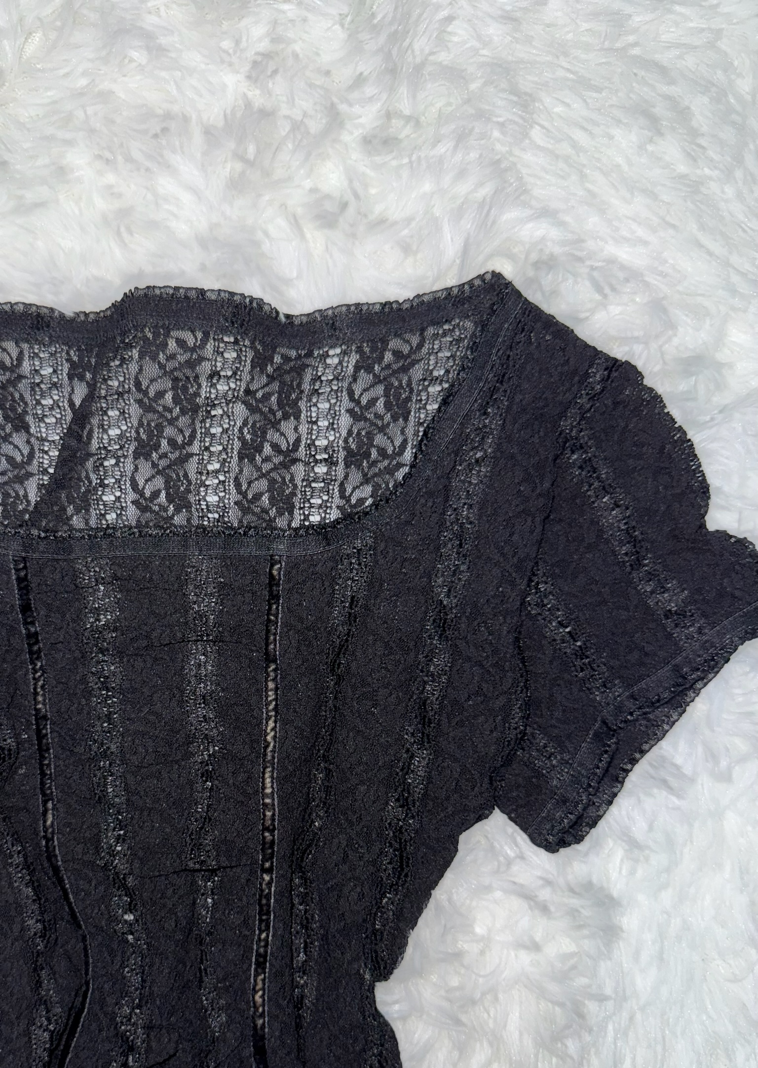 Square Neck Puff Sleeve Lace Top