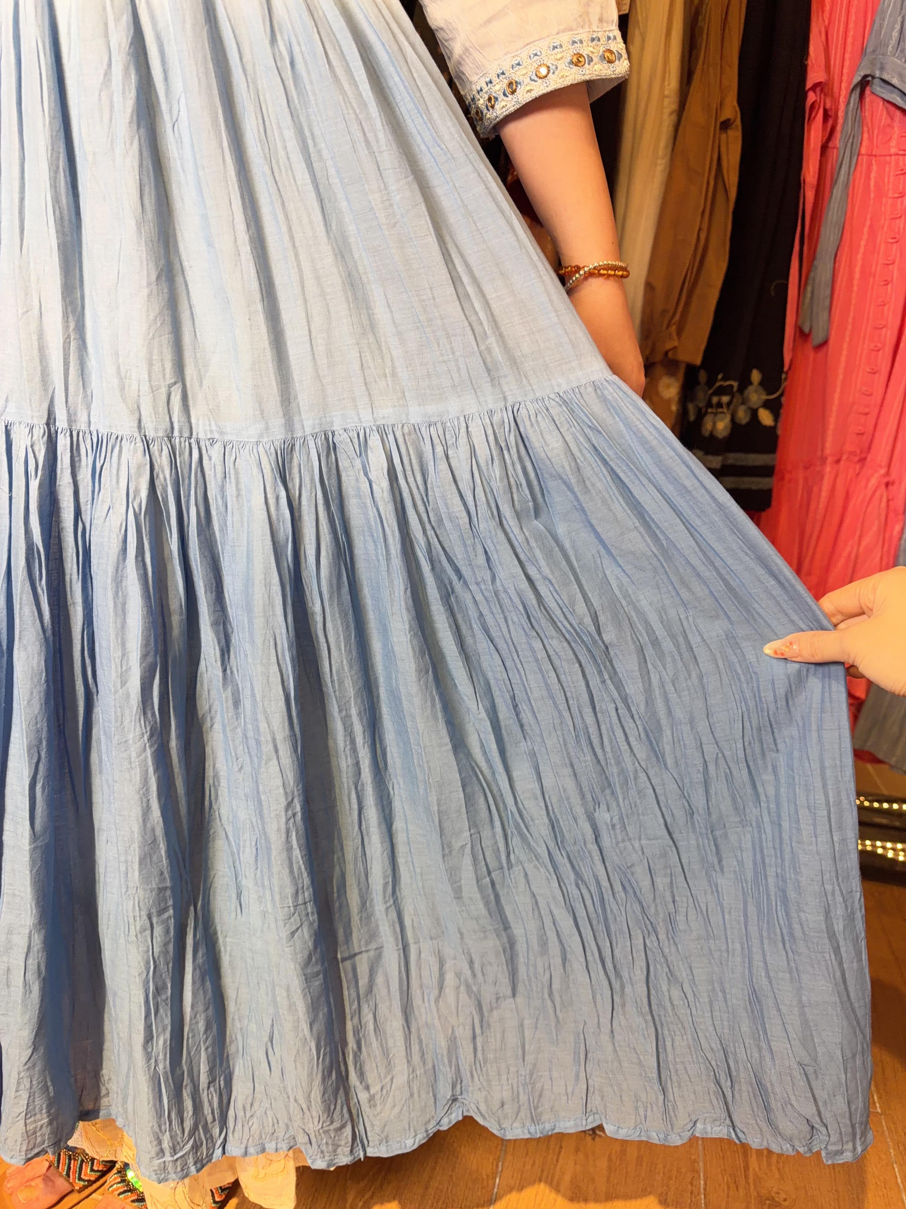 Blue Gradient Emb Mid Sleeve OP 51" #1350