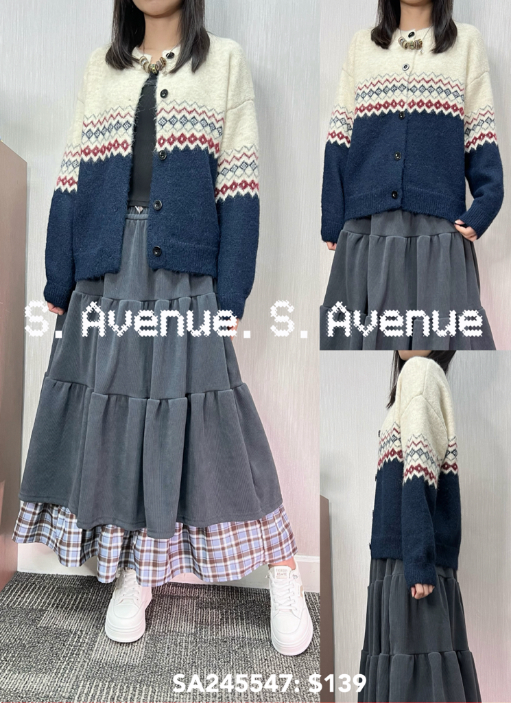 SA245547: 長袖織花有鈕冷外套