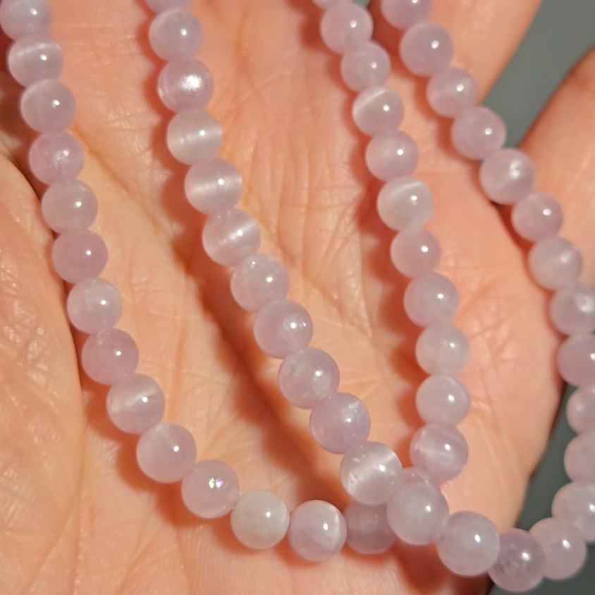 Cat's eye pink kunzite bead necklace - JW128