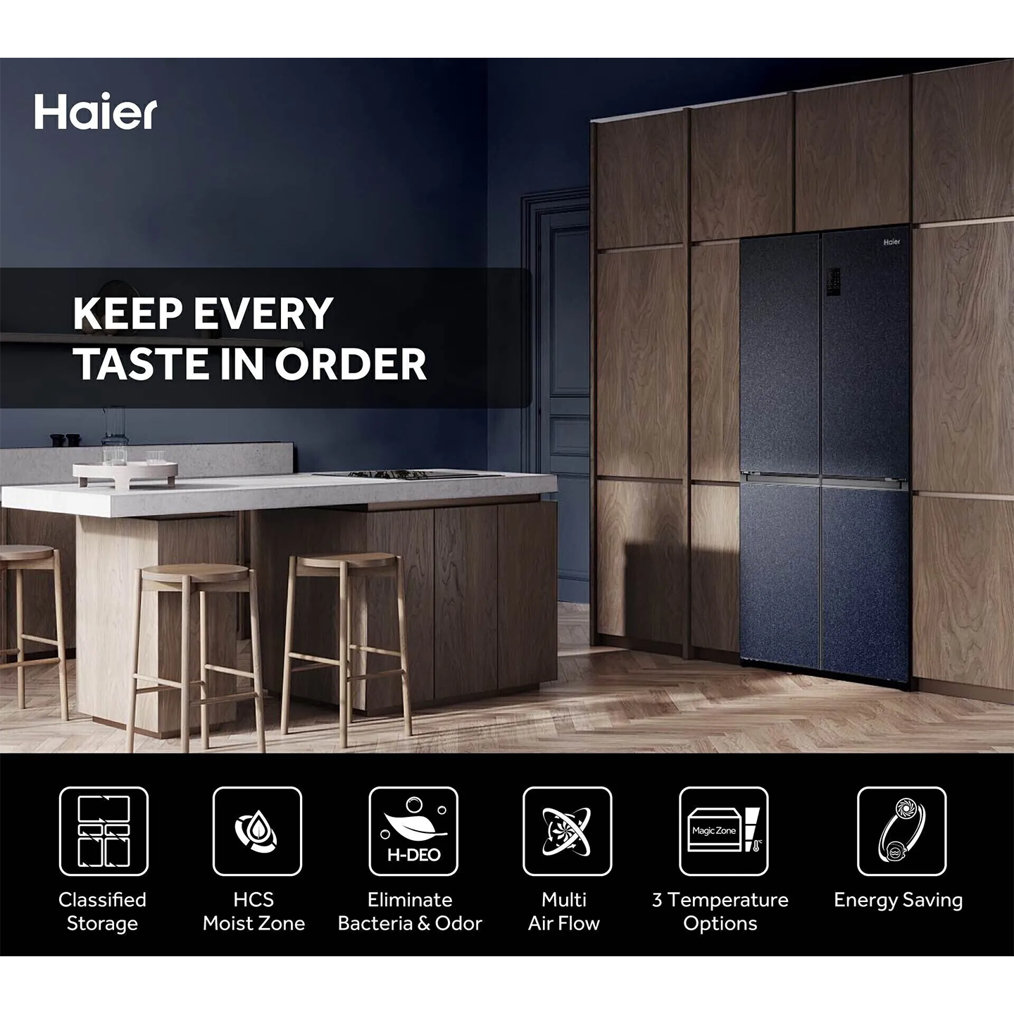 Haier 585L Multi-Door Inverter Glass Fridge White (HRF-IM585HG)