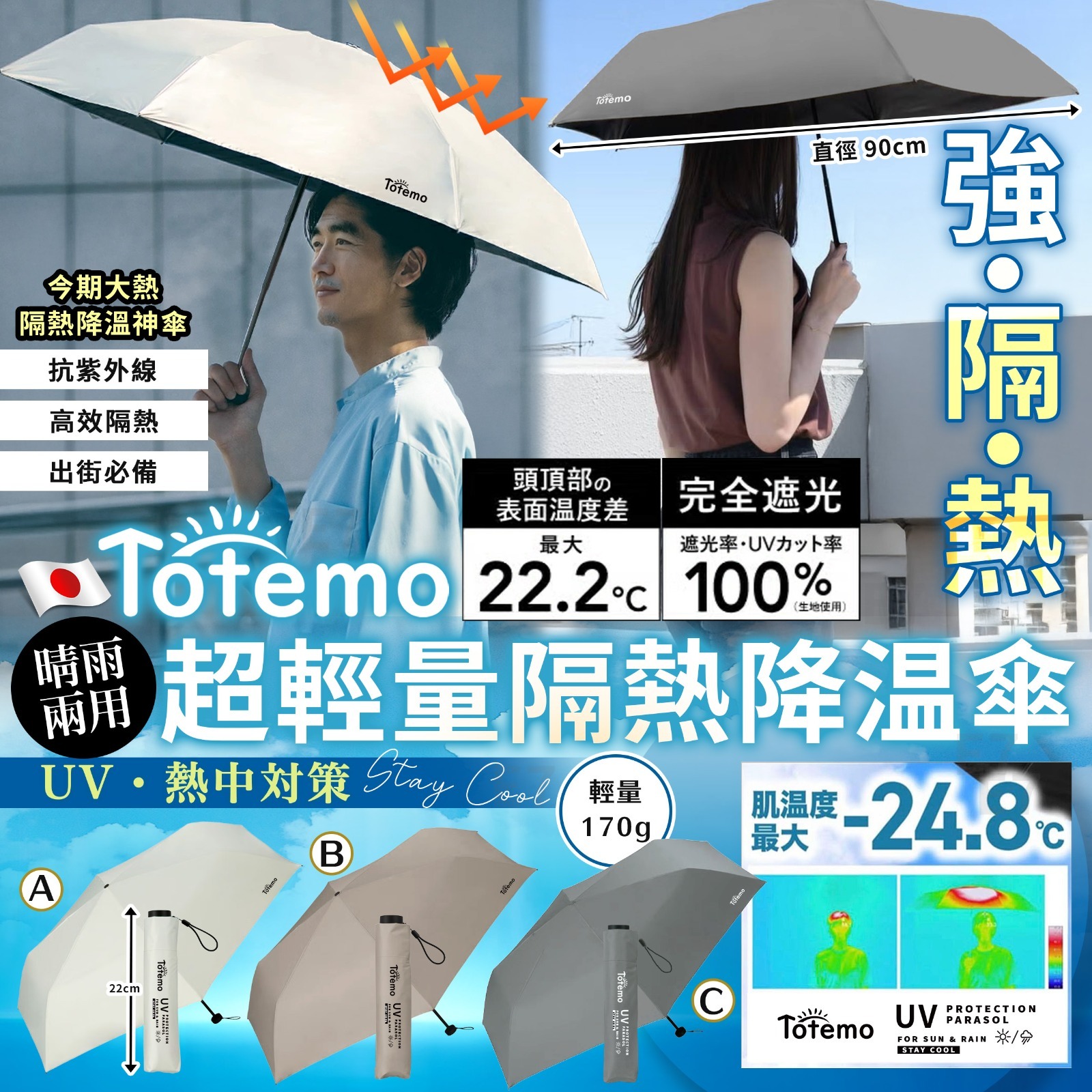 【預訂】日本 TOTEMO 超輕量隔熱降温傘