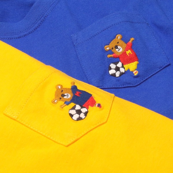 🆕【⭐訂購⭐】🌀 🇯🇵 日本直送 刺繡足球熊 背面印花 口袋短袖T恤［2款選］🌀 [ELDA-0094][260510]