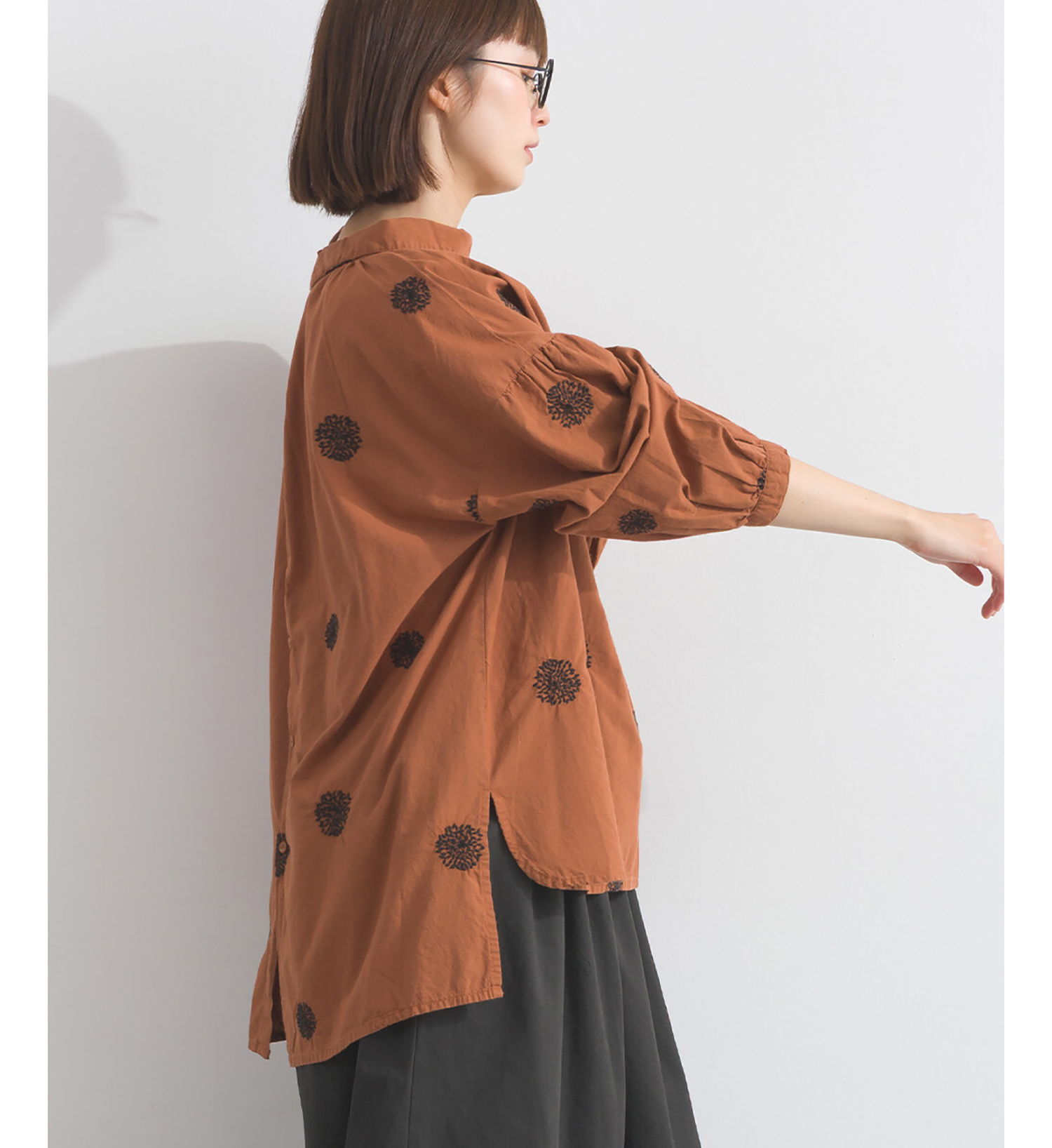 LP - 蒲公英褶皺棉襯衫 (焦糖色)