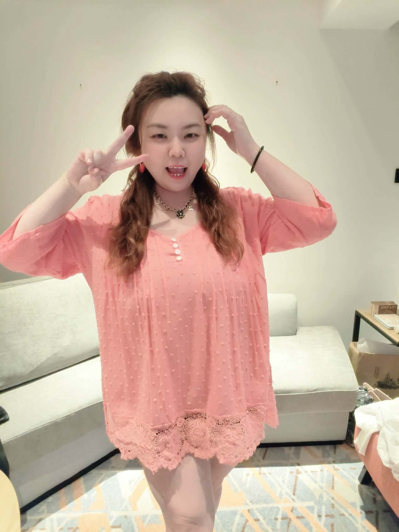 YPB08 260402 中袖高档冰丝棉麻蕾丝衫