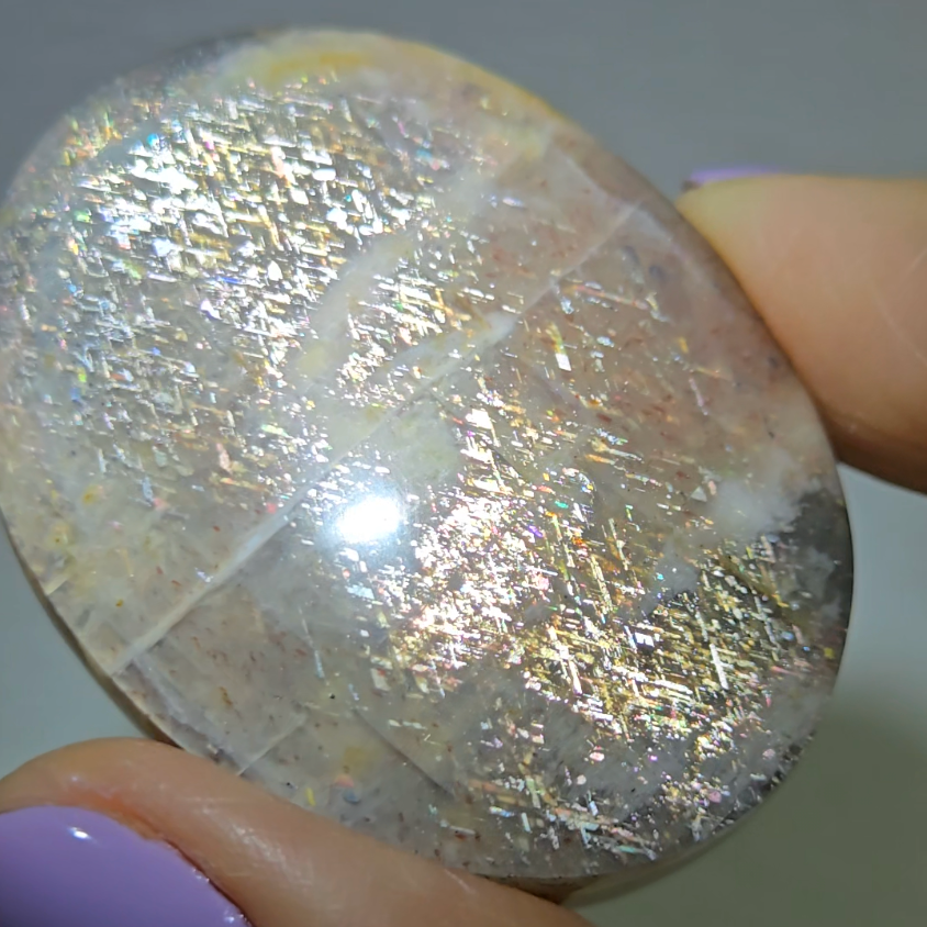 Rainbow lattice sunstone palm stone - SM613