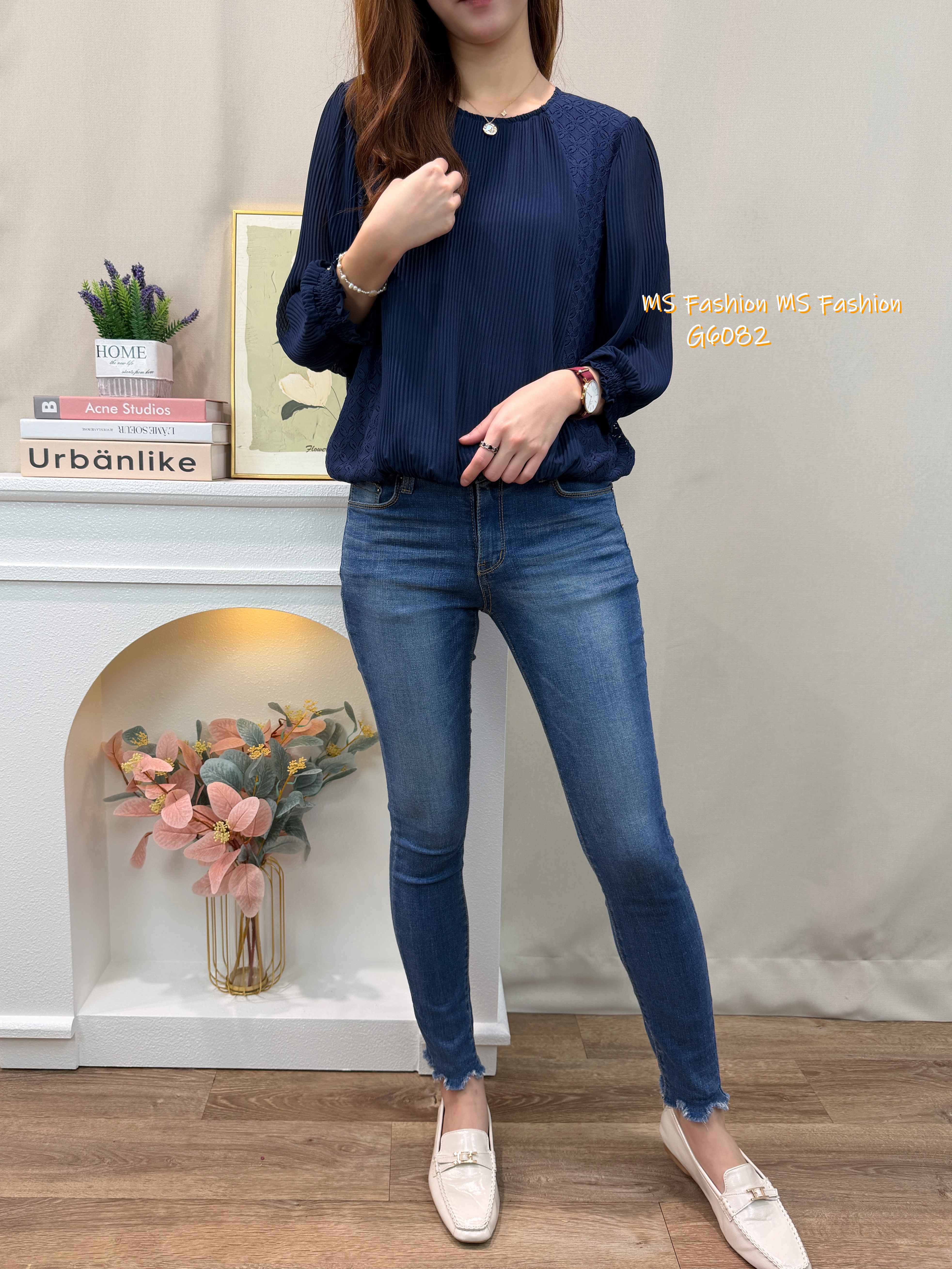 G6082 韓國🇰🇷通花百摺top