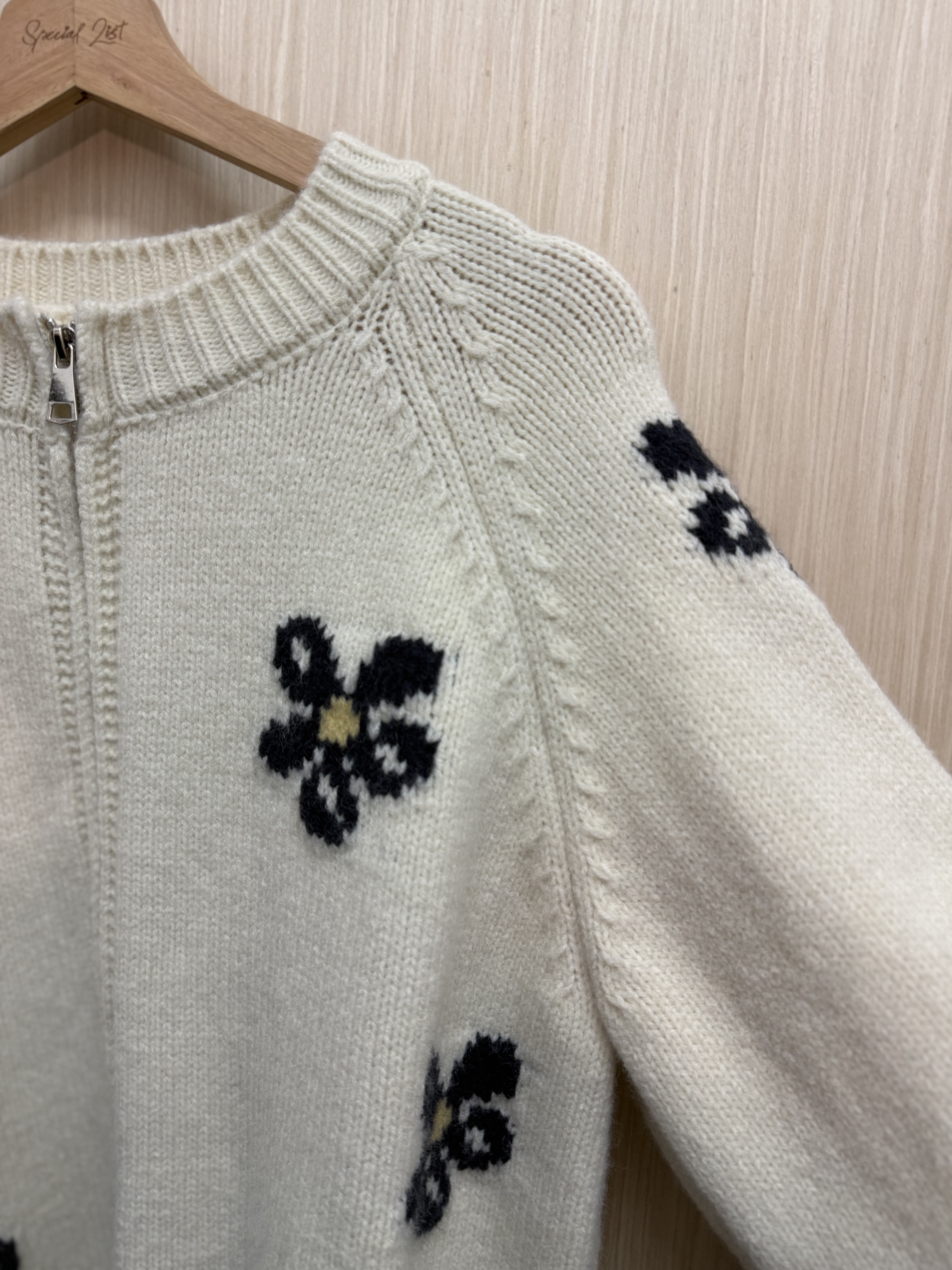 撞色花花雙拉鍊冷外套（杏色）