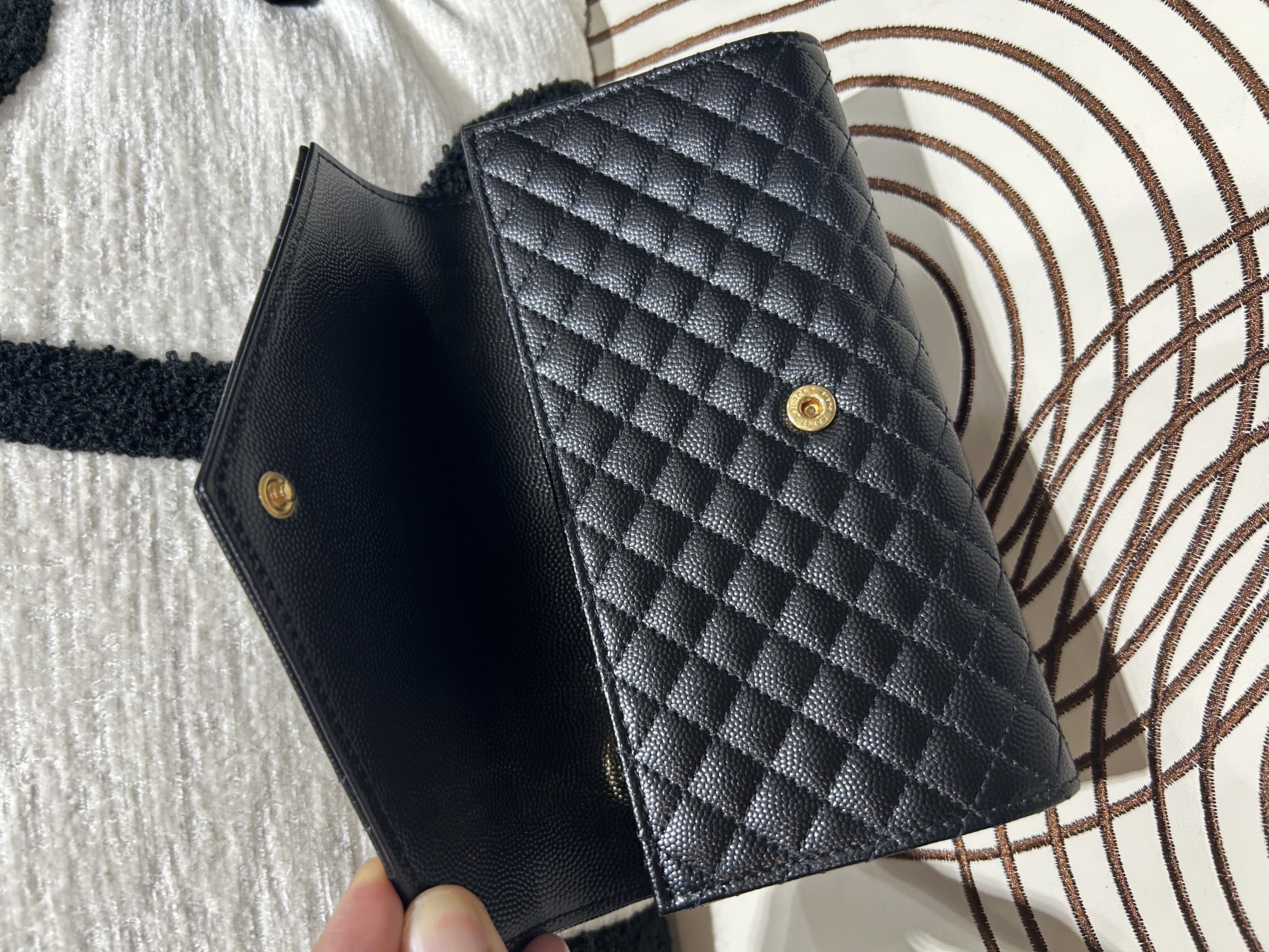 未使用品 YSL YVES SAINT LAURENT I Envelope Long Wallet 黑色顆粒紋牛皮長銀包 100%Authentic, unused 未使用品  ✅box 