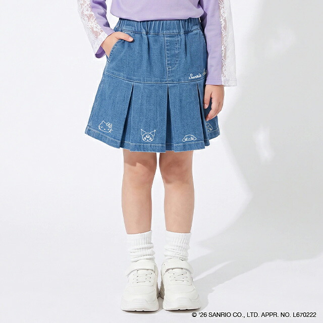 🆕【⭐訂購⭐】 🇯🇵日本直送 🌀#Sanrio 刺繡牛仔百褶裙 (附內襯短褲)［2款選］🌀[ELIA-0108][261015]