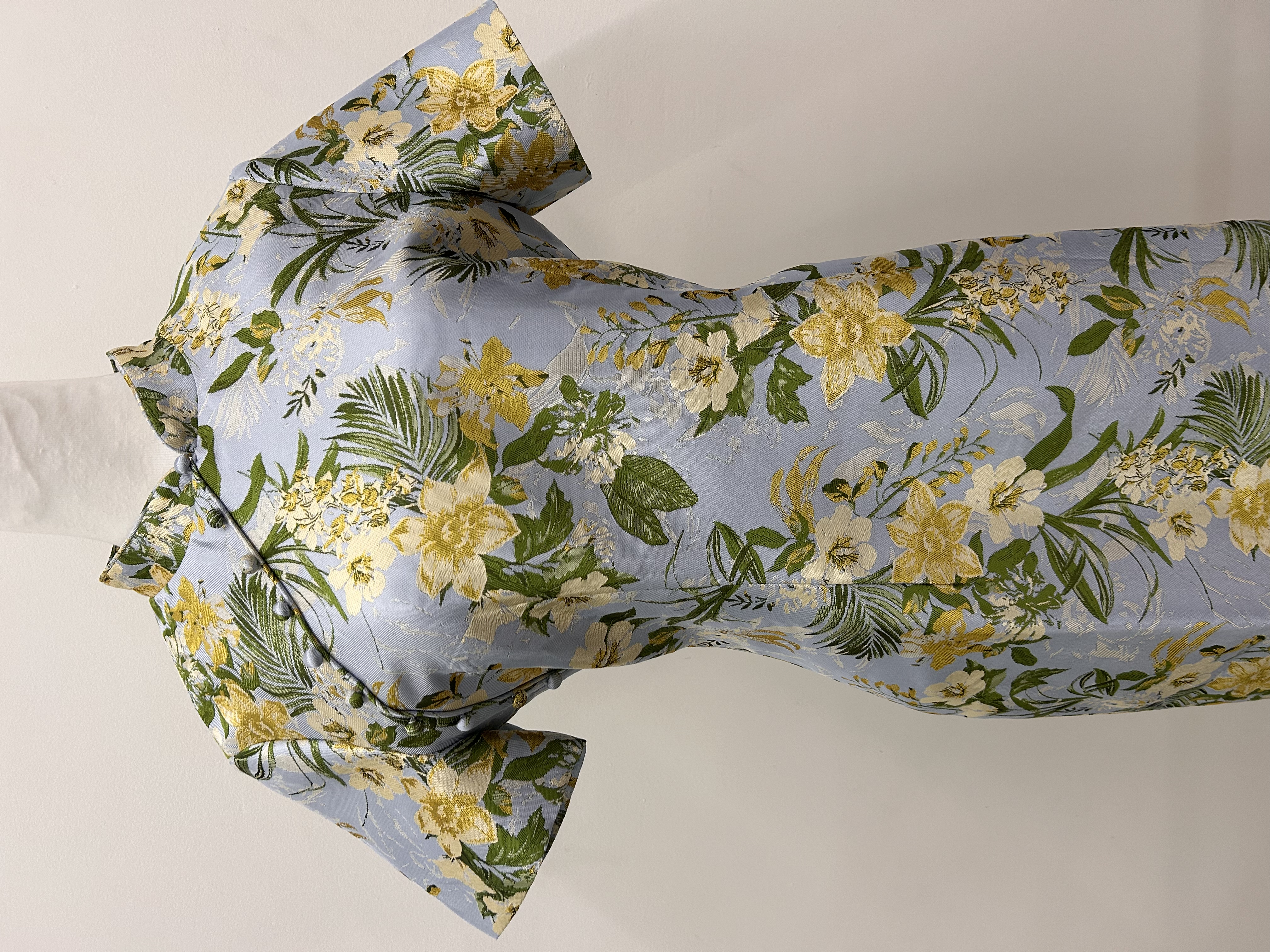 564.WB Midi Length Qipao with Sleeve -Yellow