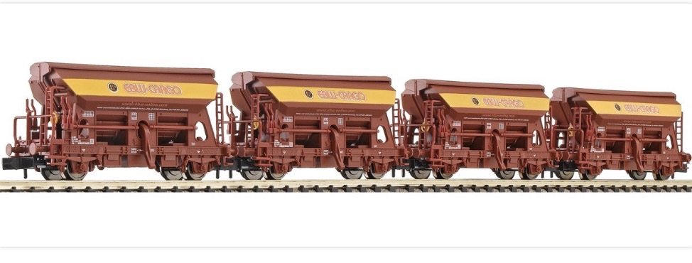 Fleischmann #851102 N-scale 4 piece self-unloading hopper wagon set EBW Cargo Ep V NEW