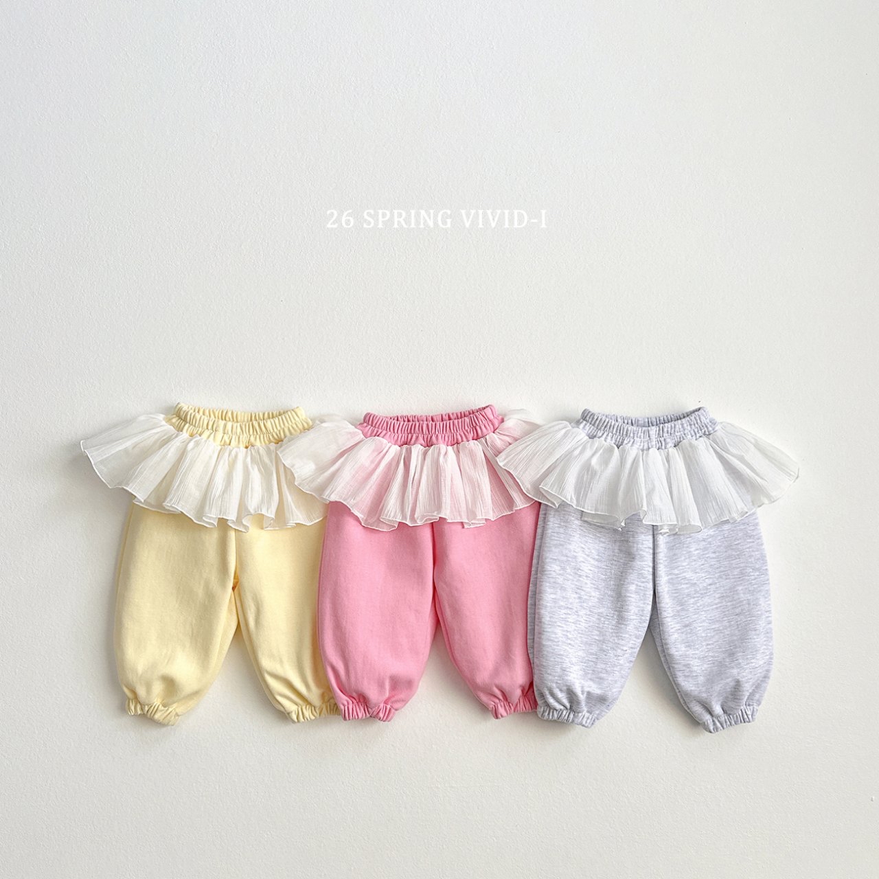 🌸預訂 韓國直送🌸🇰🇷VIVIDI三色芭蕾荷葉邊束腳運動褲