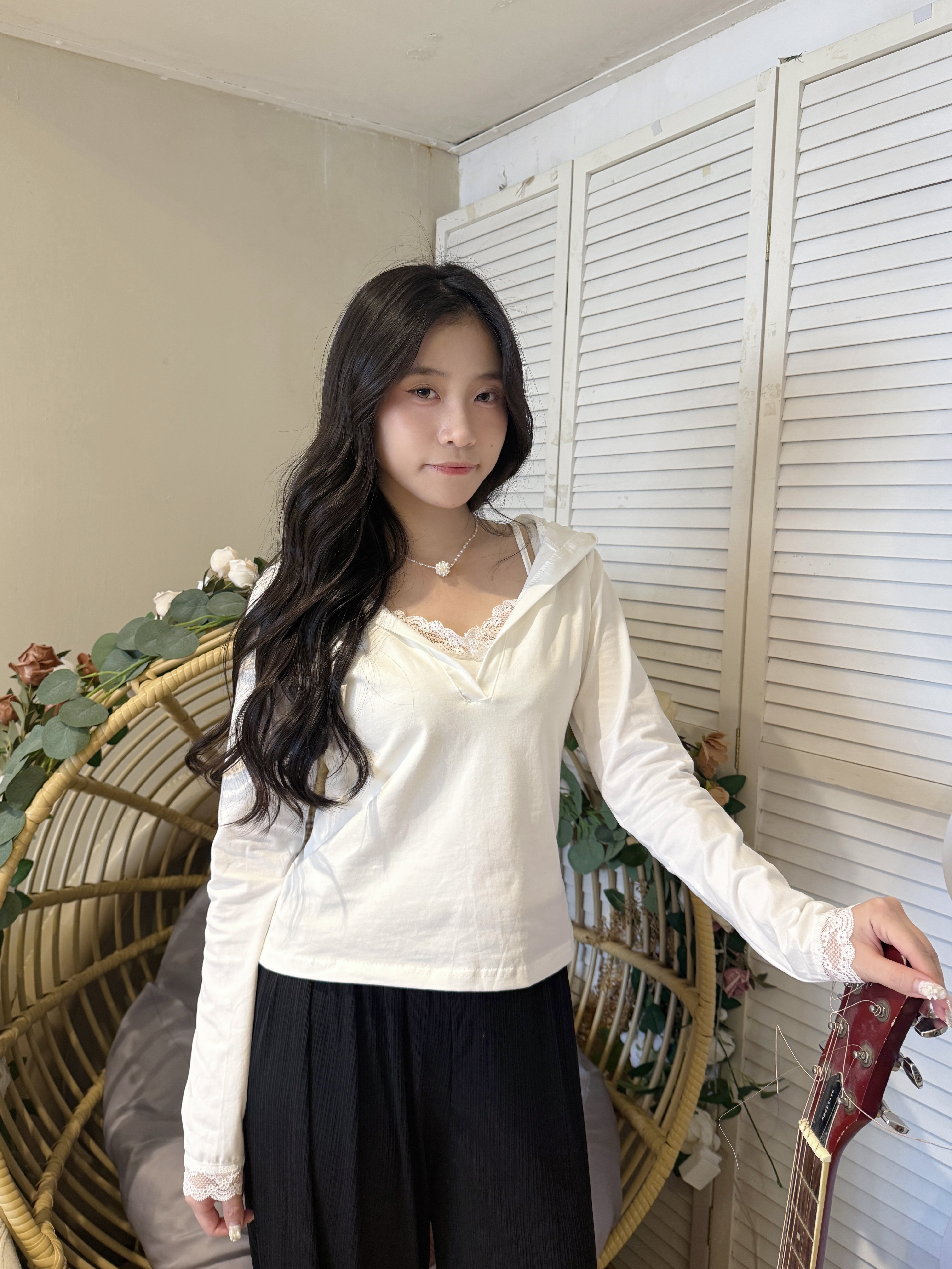 🇰🇷連帽假兩件Lace Top