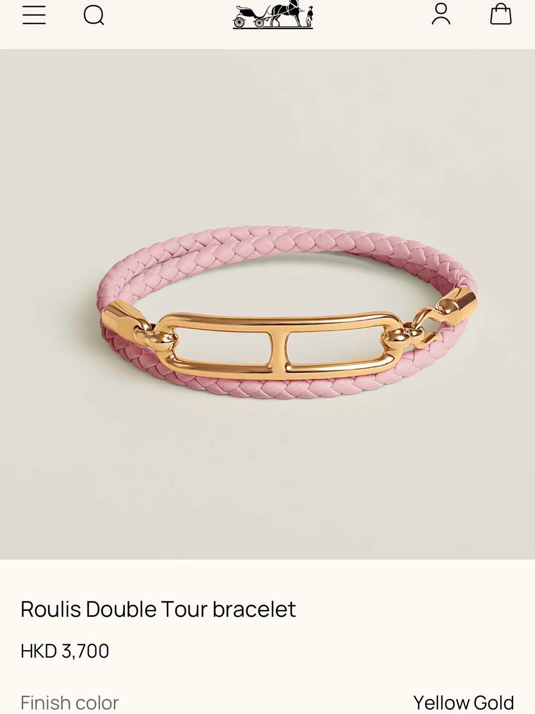 全新 Hermes Roulis Double Tour bracelet rose Sakura ,T2 ,100%Authentic, 全新未使用品 ✅dust bag ✅Box 