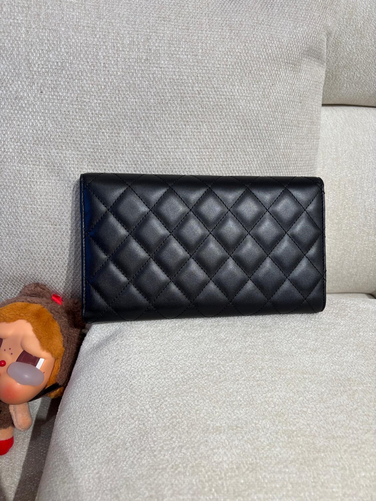 未使用品 Chanel cambon fold wallet calfskin 黑色牛皮絕版長銀包 100%Authentic, Unused ✅Card✅Box