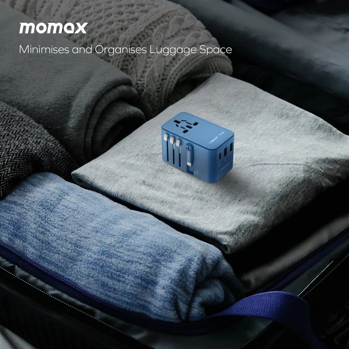 Momax 1-World+ 70W GaN 3插口及內置伸縮USB-C充電線旅行插座(黑色)