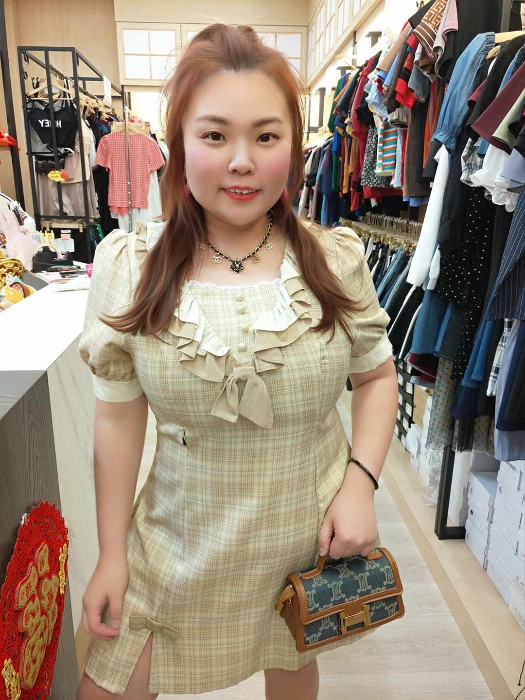 NBC15 TW#3539 法式甜美款格子连衣裙（颜色随机⚠️）（胸围 110CM以内）